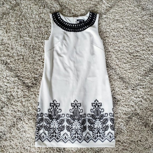 Roz & Ali Dresses & Skirts - Roz & Ali Black and White Embroidered Dress - Sz 4